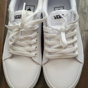 Vans Seldan White Leather Sneaker Shoe Size 7 Like New